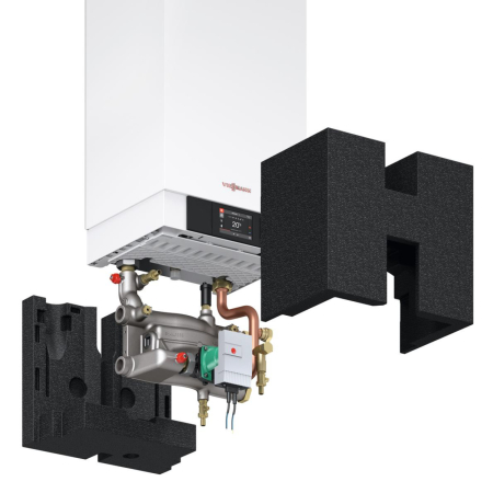 Set de racordare a circuitului de încălzire cu pompă de circulaţie de înaltă eficienţă şi preselector hidraulic, pentru Vitodens 200-W 80 kW + kit evacuare gaze kW şi 99 kW + kit evacuare gaze kW