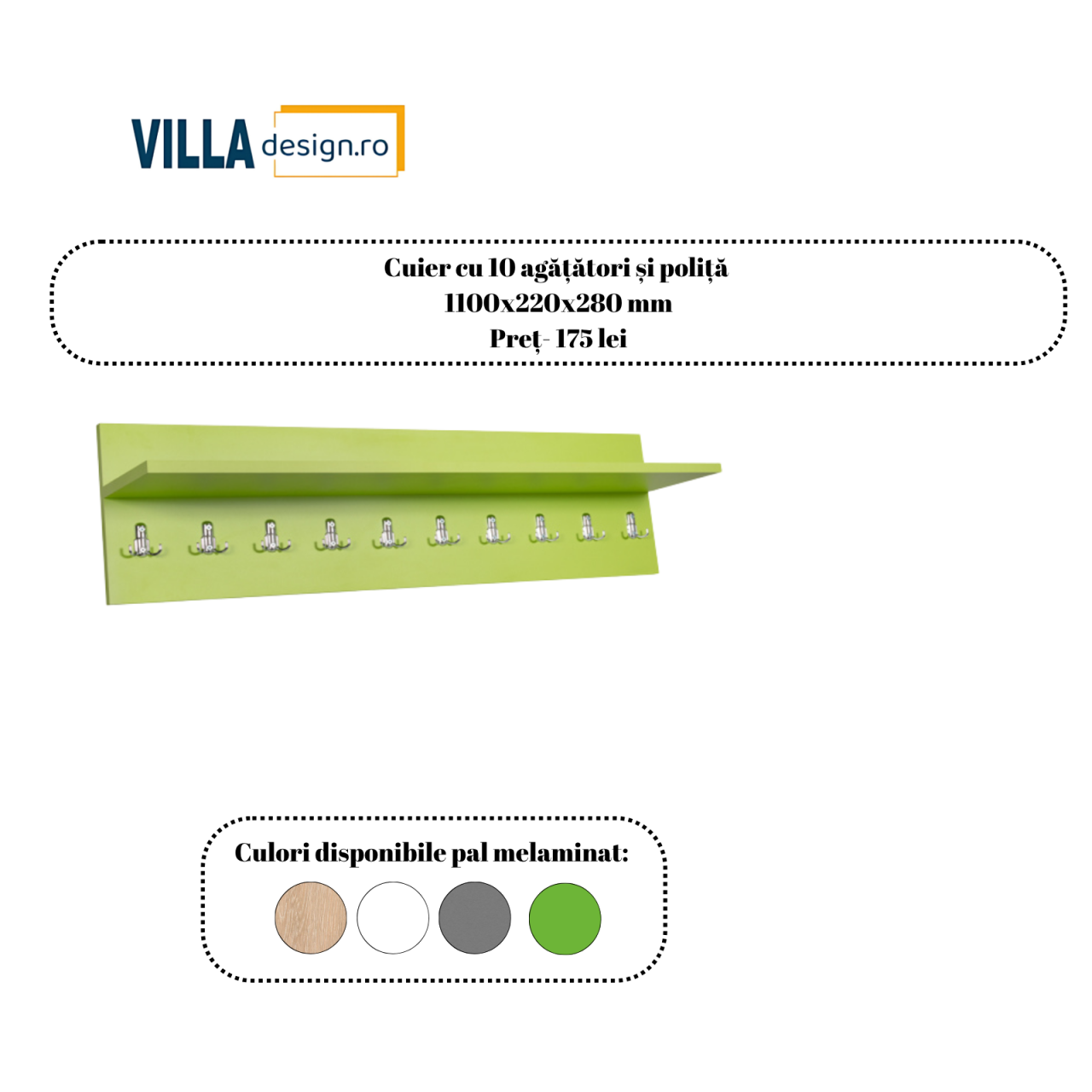 Cuier cu 10 agățători și poliță [1]