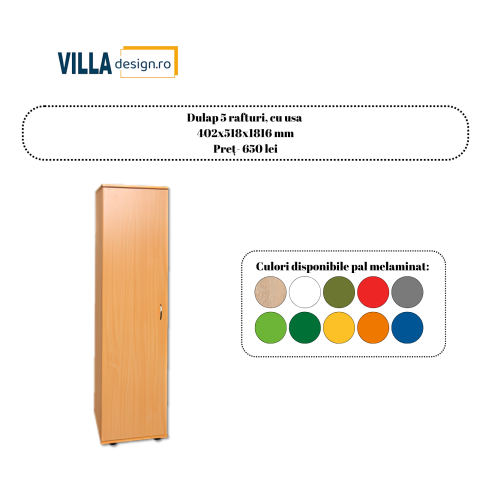 Mobilier școlar - Dulap 5 rafturi, cu usa