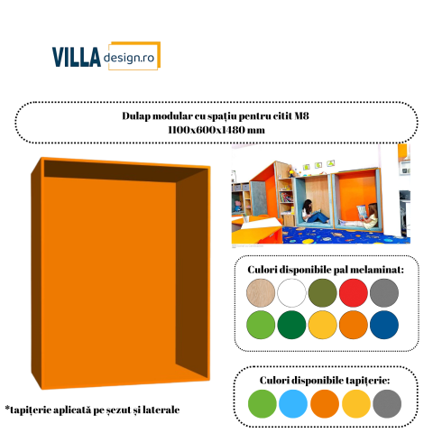 Mobilier școlar - Dulap modular cu spațiu pentru citit M8