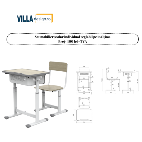 Mobilier școlar - Set mobilier școlar individual reglabil pe înălțime