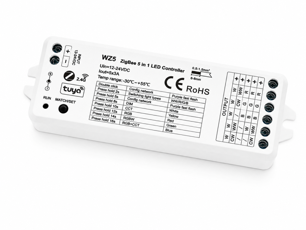 Controler banda LED 5 in 1 ZigBee Tuya RGB/RGBW/RGB+CCT/Mono/CCT, 12-24V DC 15A [3]