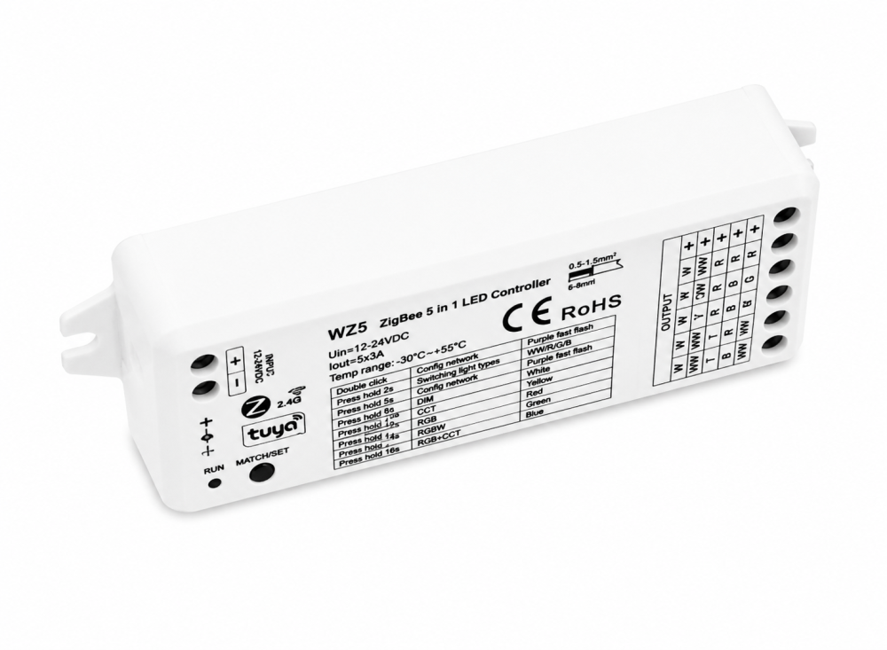 Controler banda LED 5 in 1 ZigBee Tuya RGB/RGBW/RGB+CCT/Mono/CCT, 12-24V DC 15A [4]