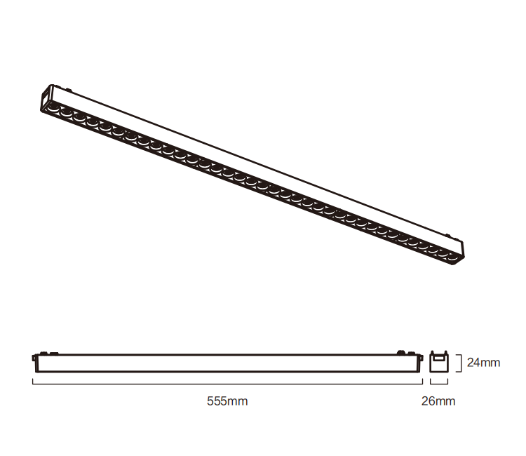 Grila LED magnetica liniara, 30W, 3000K, pentru sina magnetica Slim 6mm, Negru [2]