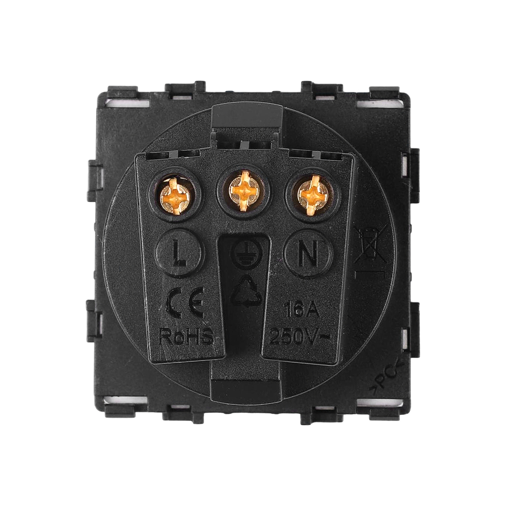 Priza Schuko 16A, protectie copii si impamantare, modul aparataj modular, Negru [3]