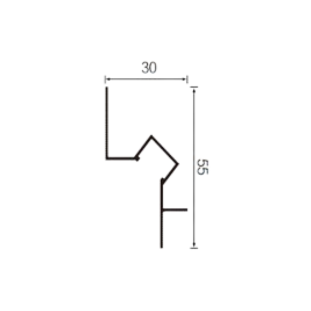 Profil aluminiu ascuns tavan tip Shadow Gap, 3 m x 5.5 cm x 1.1 mm, Negru, Unghi 45 [2]