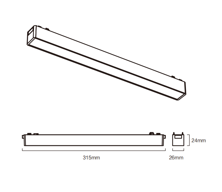 Proiector LED magnetic liniar, 10W, 3000K, pentru sina magnetica Slim 6mm, Negru [2]