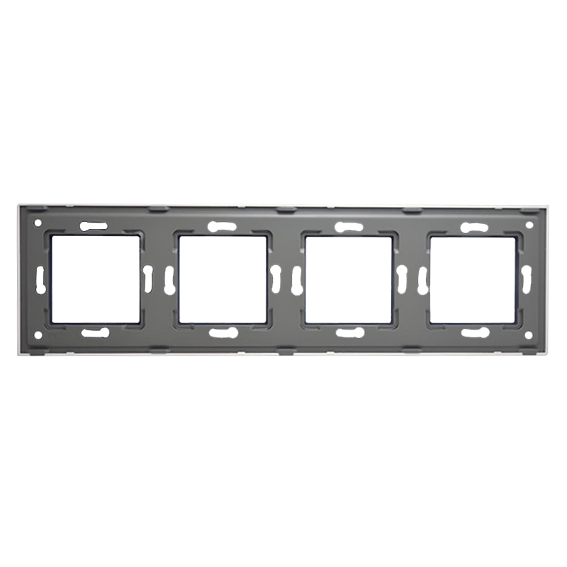 Rama priza cvadrupla din sticla, dimensiune 86x299 mm, Negru [2]