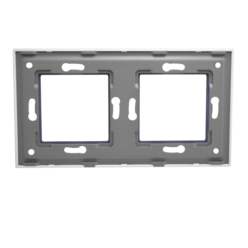 Rama priza dubla din sticla, dimensiune 86x157 mm, Negru [2]