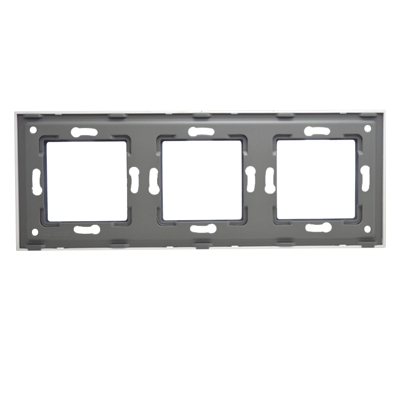 Rama priza tripla din sticla, dimensiune 86x228 mm, Alb [2]