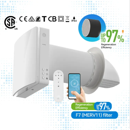Recuperator de caldura cu senzor de umiditate si control WiFi, flux de aer reversibil, schimbator ceramic [5]