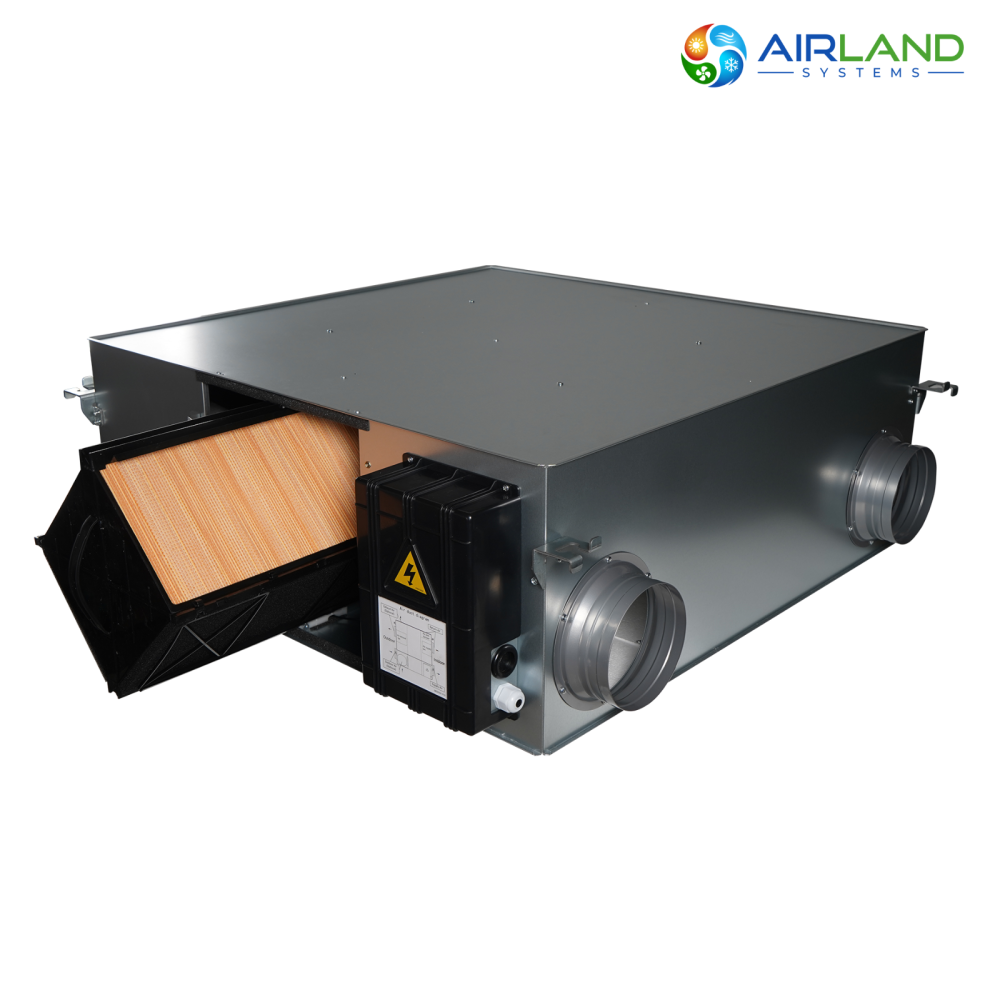 Sistem ventilatie cu recuperare de caldura AirLand Central 350 m³/h, montaj in tavan, WiFi, senzor CO₂ si umiditate [7]