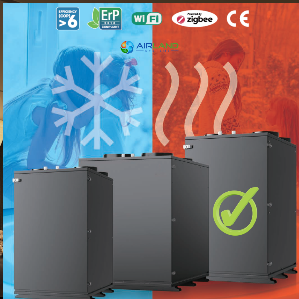Sistem ventilatie HVAC cu recuperare de caldura 5 in 1 AirLand Premium 950 m³/h cu pompa de caldura si DC Inverter, ventilatie, incalzire si racire [4]