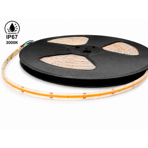 Sine Magnetice si Corpuri Iluminat - Banda LED COB 480 LED/m 8W/m 3000K 24V IP67 8 mm, rola 20m
