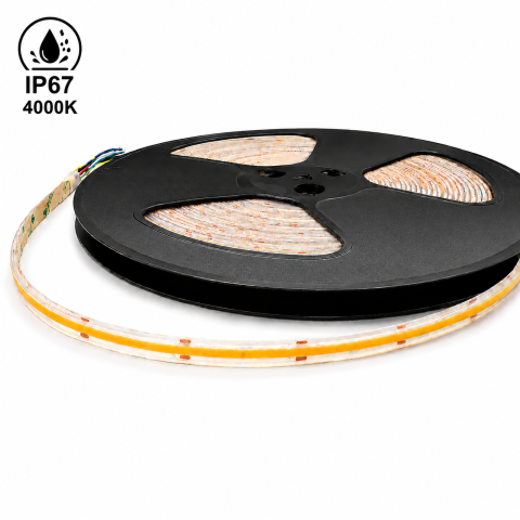 Sine Magnetice si Corpuri Iluminat - Banda LED COB 480 LED/m 8W/m 4000K 24V IP67 8 mm, rola 20m