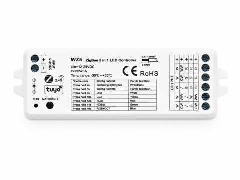 Controler banda LED 5 in 1 ZigBee Tuya RGB/RGBW/RGB+CCT/Mono/CCT, 12-24V DC 15A [1]
