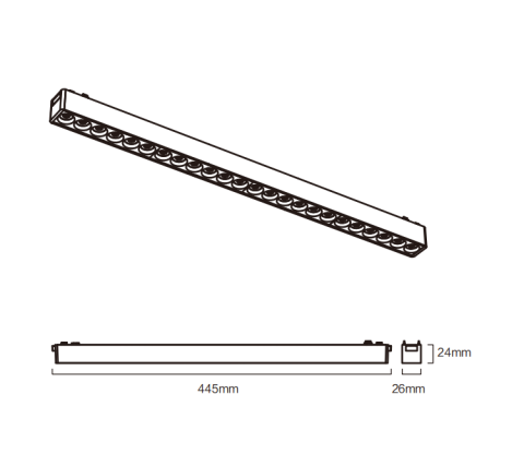 Grila LED magnetica liniara, 24W, 3000K, pentru sina magnetica Slim 6mm, Negru [1]