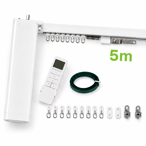 Promotii - Kit draperii electrice smart, motor Tuya WiFi, sina aluminiu 5m si telecomanda