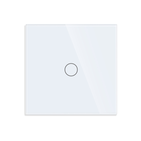 Panou intrerupator simplu cu touch din sticla, suport metalic, dimensiune 86x86mm, Alb