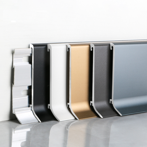 Plinte si Profile Shadow Gap - Plinta aluminiu latime 80 mm, lungime 2.5 m, Champagne