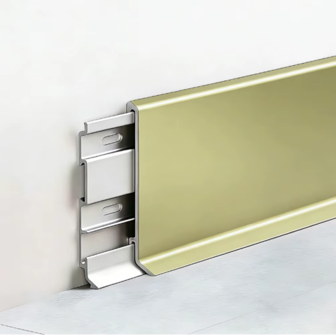 Plinte si Profile Shadow Gap - Plinta din aluminiu, latime 80 mm, lungime 2.5 m, Champagne