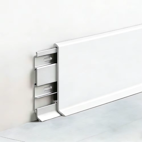 Plinte si Profile Shadow Gap - Plinta din aluminiu, latime 80 mm, lungime 2.5 m, Alb