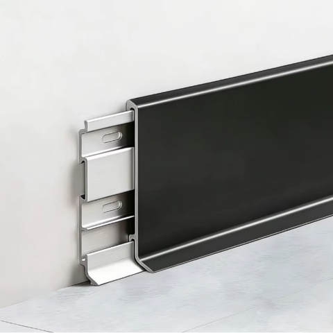 Plinte si Profile Shadow Gap - Plinta din aluminiu, latime 80 mm, lungime 2.5 m, Negru Mat