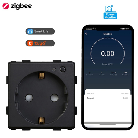 Priza inteligenta Zigbee Tuya, monitorizare consum energie, 16A, Smart Home, Negru [2]