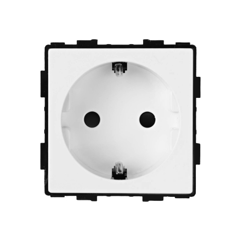 Priza Schuko 16A, protectie copii si impamantare, modul aparataj modular, Alb