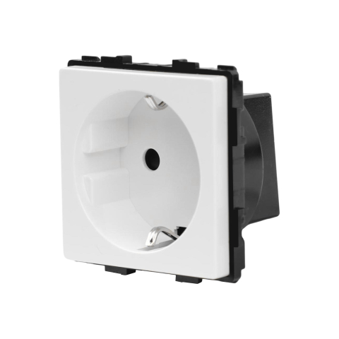 Priza Schuko 16A, protectie copii si impamantare, modul aparataj modular, Alb [1]