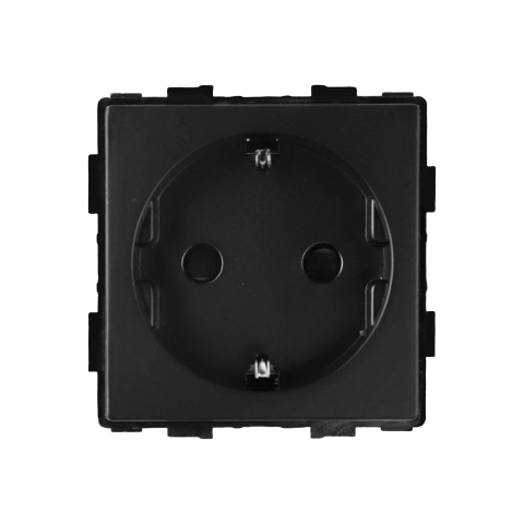 Priza Schuko 16A, protectie copii si impamantare, modul aparataj modular, Negru