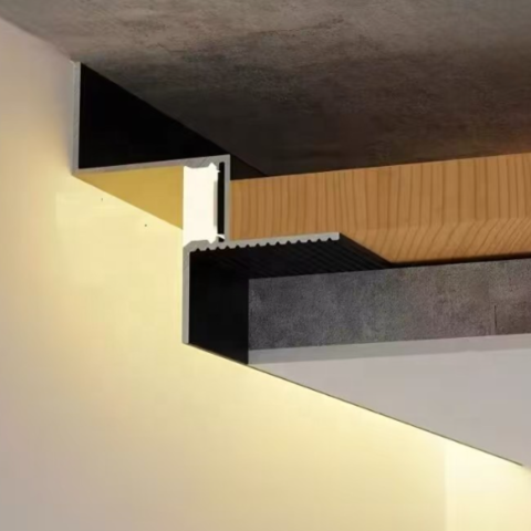 Profil aluminiu ascuns tavan tip Shadow Gap, 3 m x 5.5 cm x 1.1 mm, Negru, Unghi 90