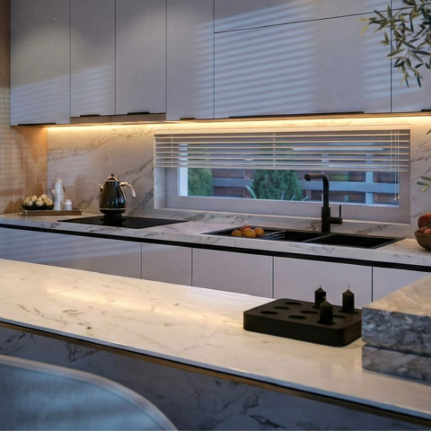 Profil aluminiu pentru LED, 3 m x 0.88 cm x 0.6 mm, Alb [3]