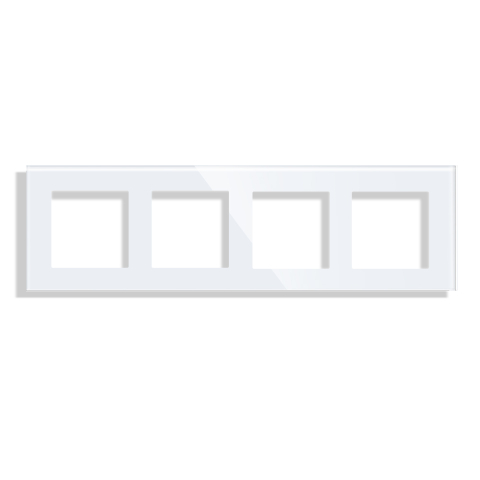 Echipamente Smart Home - Rama priza cvadrupla din sticla, dimensiune 86x299 mm, Alb