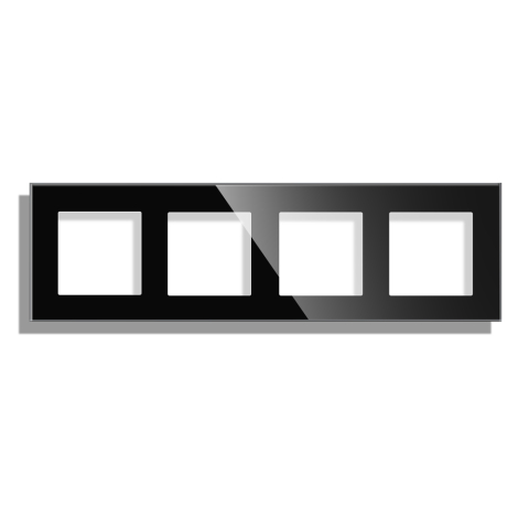 Echipamente Smart Home - Rama priza cvadrupla din sticla, dimensiune 86x299 mm, Negru