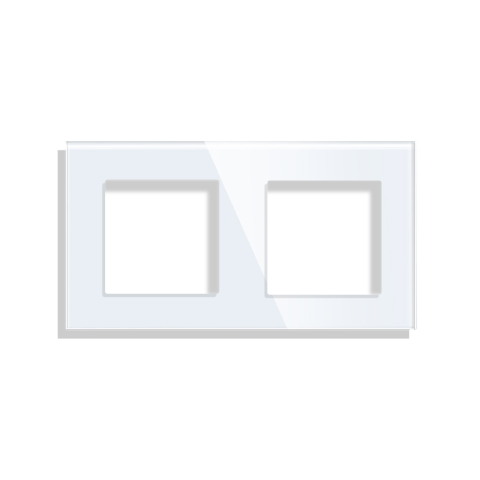 Echipamente Smart Home - Rama priza dubla din sticla, dimensiune 86x157 mm, Alb