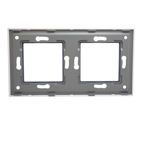 Rama priza dubla din sticla, dimensiune 86x157 mm, Alb [1]