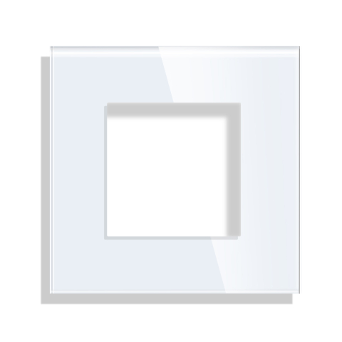 Echipamente Smart Home - Rama priza simpla din sticla, dimensiune 86x86 mm, Alb