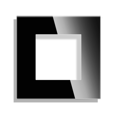 Echipamente Smart Home - Rama priza simpla din sticla, dimensiune 86x86 mm, Negru