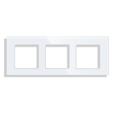 Echipamente Smart Home - Rama priza tripla din sticla, dimensiune 86x228 mm, Alb