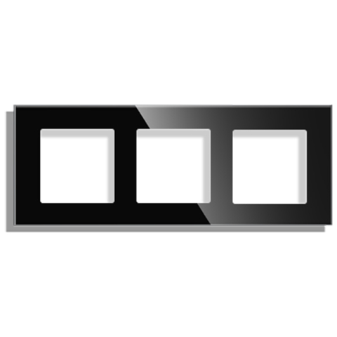 Echipamente Smart Home - Rama priza tripla din sticla, dimensiune 86x228 mm, Negru