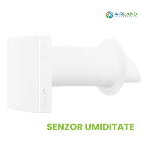 Sisteme de Ventilatie HVAC - Recuperator de caldura AirLand Single Room cu senzor de umiditate si control WiFi, flux de aer reversibil, schimbator ceramic