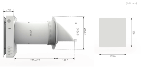 Recuperator de caldura cu senzor CO2 si control WiFi, flux de aer reversibil, schimbator ceramic [6]