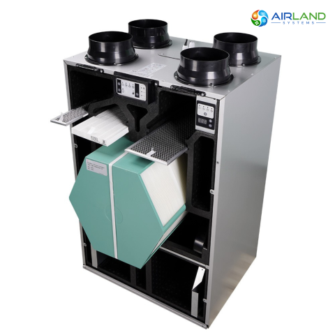 Sistem ventilatie cu recuperare de caldura AirLand Central 350 m³/h, montaj vertical, WiFi, senzor CO₂ si umiditate [3]