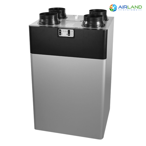 Sistem ventilatie cu recuperare de caldura AirLand Central 350 m³/h, montaj vertical, WiFi, senzor CO₂ si umiditate [1]