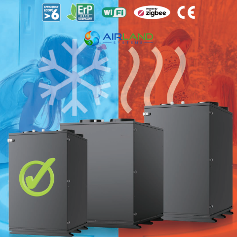 Sistem ventilatie HVAC cu recuperare de caldura 5 in 1 AirLand Premium 350 m³/h cu pompa de caldura si DC Inverter, ventilatie, incalzire si racire [3]