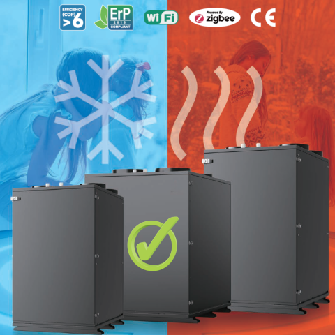 Sistem ventilatie HVAC cu recuperare de caldura 620 m³/h cu pompa de caldura si DC Inverter, ventilatie, incalzire si racire [1]