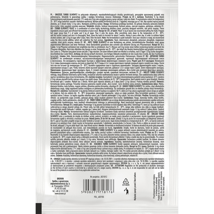Drojdie de distiliere, TURBO Slivovitz, Browin, 62 g, Multicolor [2]