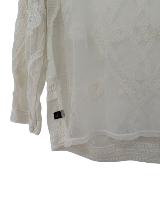 Bluză elegantă din tull cu broderie geometrică [6]