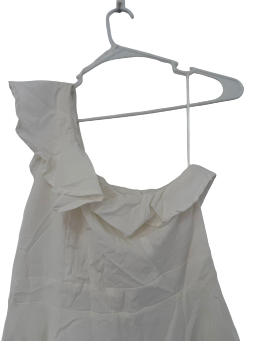 Rochie albă asimetrică cu volan pe un umăr [4]